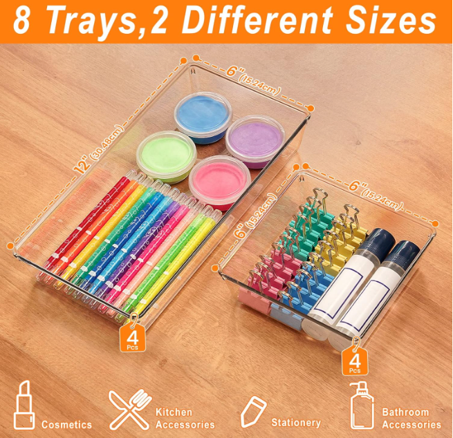 Clear Drawer Organizer Set – 25 Pieces