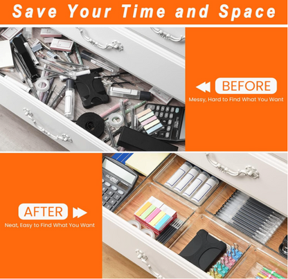 Clear Drawer Organizer Set – 25 Pieces