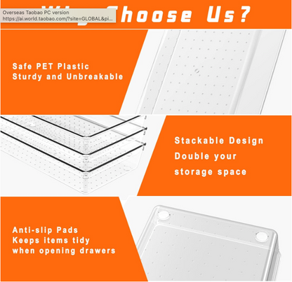 Clear Drawer Organizer Set – 25 Pieces